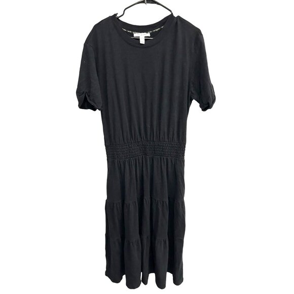 Peace Love World Black Tiered Smocked Waist Dress Sz M Cotton Whimsigoth - Picture 1 of 12